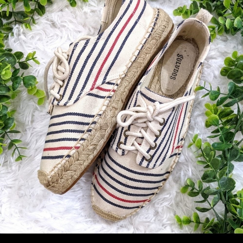 Soludos Ivory Striped Espadrilles Sneakers 10